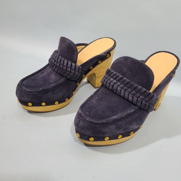 Veronica Beard Delia Blue Suede Clogs Women's Size 6M MSRP $400 - Picture 8 of 12